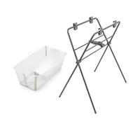 Stokke Flexi Bath (Beige sable) + Support nouveau-né + Support Flexi Bath - Idéal pour Nouveau-né et Bébé Jusqu’à 48 mois - Pliable, durable et facile à ranger