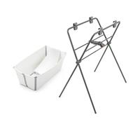 Stokke Flexi Bath (Blanc) + Support nouveau-né + Support Flexi Bath - Idéal pour Nouveau-né et Bébé Jusqu’à 48 mois - Pliable, durable et facile à ranger