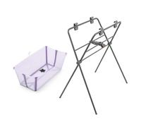 Stokke Flexi Bath (Lavande) + Support Flexi Bath - Baignoire pour bébés jusqu'à 10 kg - Pliable, durable et facile à ranger - Pratique à utiliser à la maison ou en voyage