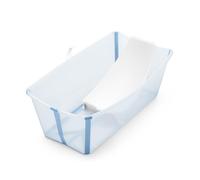 Stokke Flexi Bath (Ocean Blue) avec Support pour nouveau-nés - Pratique à utiliser à la maison ou en voyage - Idéale pour les enfants jusqu’à 48 mois