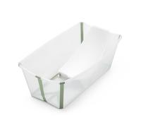 Stokke Flexi Bath (Transparent Green) avec Support pour nouveau-nés - Pratique à utiliser à la maison ou en voyage - Idéale pour les enfants jusqu’à 48 mois