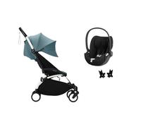 STOKKE - Poussette Duo Yoyo3 Aqua Cadre Blanc + Cloud T Sepia Black