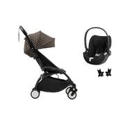 STOKKE - Poussette Duo Yoyo3 Léopard Cadre Noir + Cloud T Sepia Black