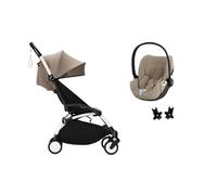 STOKKE - Poussette Duo Yoyo3 Taupe Cadre Blanc + Cloud T Plus Cozy Beige