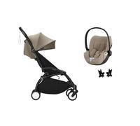 STOKKE - Poussette Duo Yoyo3 Taupe Cadre Noir + Cloud T Plus Cozy Beige