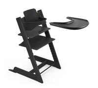 Stokke Tripp Trapp Chaise Haute en Chêne (Noir) avec le Plateau Stokke (Noir) - Comprend la chaise + le Baby Set 2 pour les enfants de 6 à 36 mois - Ajustable, ergonomique et facile à nettoyer