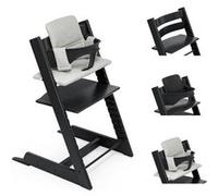 Tripp Trapp High Chair Bundle Black + Tripp Trapp Cushion Nordic Grey OCS