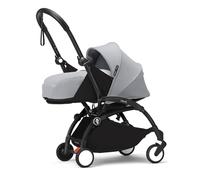 Stokke YOYO3 châssis (Noir) avec Pack nouveau-né YOYO 0+ (Stone) - Comprend un matelas, un harnais à cinq points, une capote extensible, bandoulière rembourrée, et housse de protection