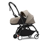 Stokke YOYO3 châssis (Noir) avec Pack nouveau-né YOYO 0+ (Taupe) - Comprend un matelas, un harnais à cinq points, une capote extensible, bandoulière rembourrée, et housse de protection