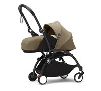 Stokke YOYO3 châssis (Noir) avec Pack nouveau-né YOYO 0+ (Toffee) - Comprend un matelas, un harnais à cinq points, une capote extensible, bandoulière rembourrée, et housse de protection