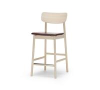 Stolab Chaise de bar Prima Vista cuir elmo marron foncé-structure en bouleau laqué mat clair