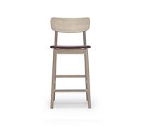 Stolab Chaise de bar Prima Vista cuir elmo marron foncé. structure en chêne huilé blanc