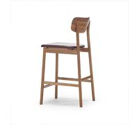 Stolab Chaise de bar Prima Vista cuir elmo marron foncé. structure en chêne huilé naturel