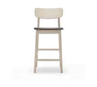 Stolab Chaise de bar Prima Vista cuir Elmosoft marron foncé-structure en bouleau laqué mat clair. 65 cm