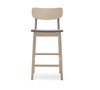 Stolab Chaise de bar Prima Vista cuir Elmosoft marron foncé. structure en chêne huilé blanc