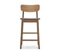 Stolab Chaise de bar Prima Vista cuir Elmosoft marron foncé. structure en chêne huilé naturel