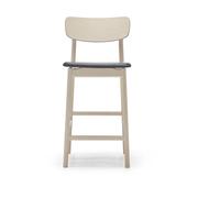 Stolab Chaise de bar Prima Vista cuir Elmosoft noir. structure en bouleau huilé blanc. 65 cm