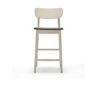 Stolab Chaise de bar Prima Vista cuir Elmosoft noir-structure en bouleau laqué mat clair. 65 cm