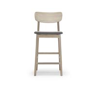 Stolab Chaise de bar Prima Vista tissu blues 9202 marron/beige. structure en chêne huilé blanc