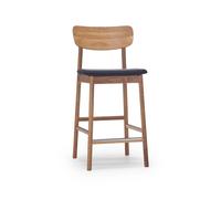 Stolab Chaise de bar Prima Vista tissu blues 9833 noir. structure en chêne huilé naturel