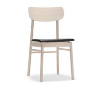 Stolab Chaise Prima Vista en bouleau laqué mat clair Cuir Elmotique VII 99001 noir