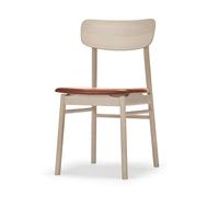 Stolab Chaise Prima Vista en chêne laqué mat clair Cuir elmotique 43807 cognac