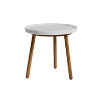 Stolab Table gigogne Tureen marbre blanc. ø 52 cm. pieds en chêne huilé naturel