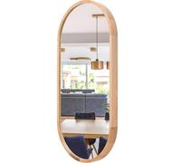 STOLARNIA PIKA LEJA Miroir de salle de bain, mural, ovale, avec cadre en bois, qualité et design pour des intérieurs élégants (chêne, 100 x 48)