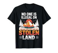 Stolen Land Vintage Montagne Coucher de Soleil Style Natif T-Shirt