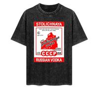 Stolichnaya Russian Vodka USSR Tag Label Soviet Unisex T-Shirt Cotton Men Summer Fashion Black Tee XXL