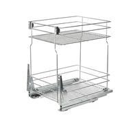 STOLMET Extension d'armoire de cuisine, 33 cm, largeur extérieure, 40 cm, panier d'armoire, avec extension complète, fermeture douce, 2 étagères, 435,5 x 455 x 330 mm, argenté