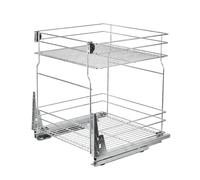 STOLMET Extension d'armoire de cuisine, 43 cm, largeur extérieure, 50 cm, panier d'armoire, avec extension complète, fermeture douce, 2 étagères, 435,5 x 455 x 430 mm, argenté