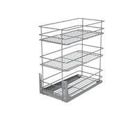 STOLMET Rangement De Cuisine Panier Coulissant À Trois Niveaux Avec Fermeture Amortie Pour Caisson 50 cm (Panier 45 cm) Argent 48 x 54 x 45 cm
