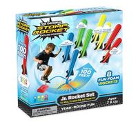 Stomp Rocket Original Jr. Rocket Launchers for Kids - Soars 100 Ft - 8 Multi Color Foam Rockets and 1 Adjustable Launcher Stand - Fun Outdoor Or Indoor Toy and Gift for Boys Or Girls Age 3+ Years Old