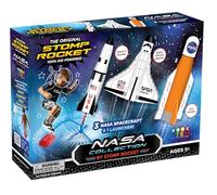 Stomp Rocket - Space Collection - 3 fusées pneumatiques en Mousse Souple : fusée SLS, fusée Saturne V, Navette Spatiale Atlantis - Lanceur et Tapis réglables - Cadeau STEM pour garçons et Filles à