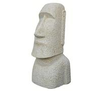 STONE art & more Moai Statue Tête de l'île de Pâques en pierre 150 cm Décoration de jardin Blanc antique Résistant au gel