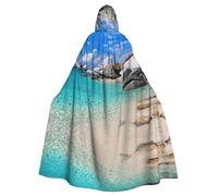 Stone Blue Sea Ocean Sunrise Mountain Cape imprimée à capuche pour garçon fille Costume de sorcière vampires Faucheuse Diable pour garçon fille Cosplay Costume