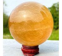 Stone Citrine Calcite Quartz Crystal Ball Home Decoration Wooden Frame(7.5-8cm)