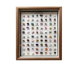 Stone Collection - Lot de 80 pierres précieuses brutes de la collection Rock | Kit d'identification en pierre de brut avec cadre en bois - Décoration de maison éducative pour et filles