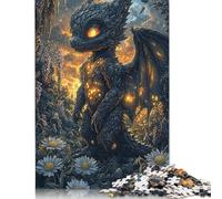Stone Dragon in Meadow Puzzles 1000 Pièces Cadeau Unique Jeu Éducatif Challenge Toy À De Qualité Supérieure Peinture Art pour Adultes Et Enfants À Partir De 12 Ans 1000pcs (75x50cm)