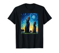 Stone Guardians Moai Sculptures Aquarelle Île de Pâques T-Shirt