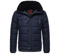STONE HARBOUR B743 Veste d'hiver matelassée avec capuche et col en fourrure pour homme, bleu marine, M