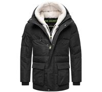 STONE HARBOUR B762 Veste d'hiver pour homme (taille S à 3XL) - Col en fourrure synthétique amovible, capuche intérieure avec tissu polaire, veste matelassée, veste chaude pour homme, Noir , M