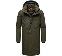STONE HARBOUR Manteau d'hiver chaud long pour homme avec capuche amovible et bande de couverture magnétique Xandroo XX S-3XL, olive, L