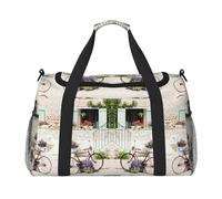 Stone House Sac de voyage pour vélo pour homme et femme, sac fourre-tout en polyester imprimé avec bandoulière, Noir , Taille unique