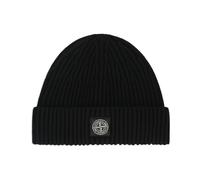 Stone Island - Bonnet en Laine Côtes Serrées - Homme - Accessoires - Noir - Taille: ONE Size