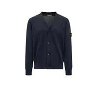 Stone Island - Cardigan en coton à col en V avec fermeture boutonnée - Femme - Pulls - Bleu - Taille: 42 FR