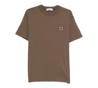 Stone Island - Compass Patch Crewneck T-Shirt - Homme - Tops - Brun - Taille: M