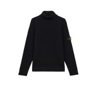 Stone Island - Pull à Col Roulé en Tricot Côtelé Nero - Homme - Pulls - Noir - Taille: M