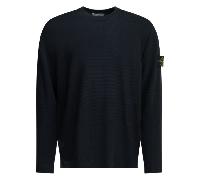 Stone island pull homme bleu à logo manche en coton - L